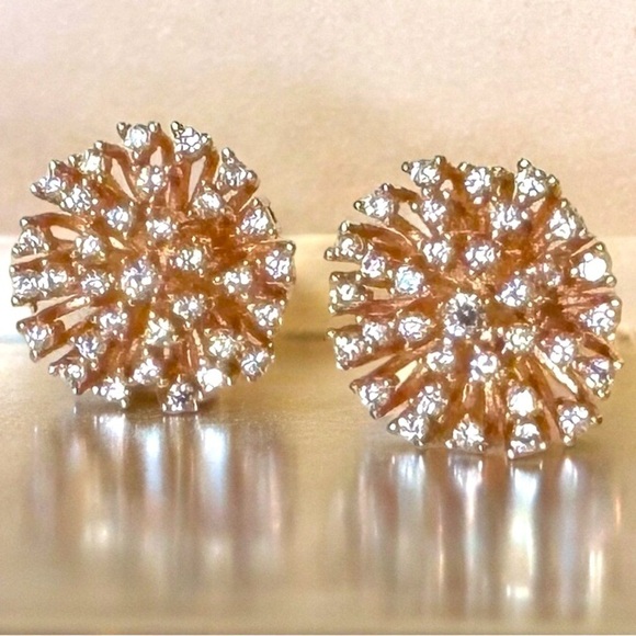 Rose Gold Over Sterling Crystal Starburst Stud Earrings - Picture 2 of 9